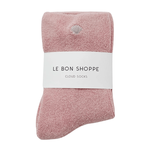 Le Bon Shoppe Cloud Socks - Pink + Embroidered Seashell Accessories